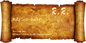 Rácz Rolf névjegykártya